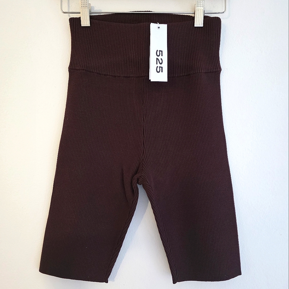 525 America Ribbed Biker Shorts In Cocoa